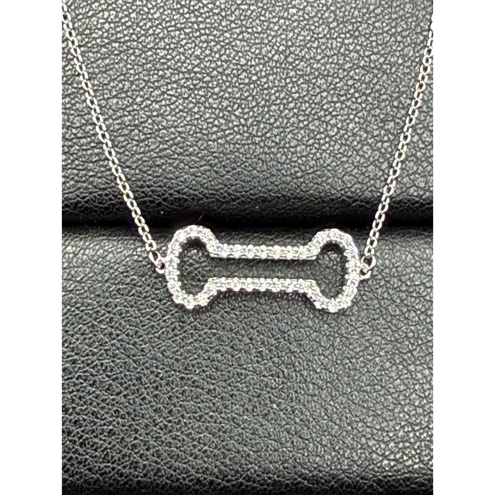 New Condition 7" Sterling Silver CZ Dog Bone Bracelet 925 J26